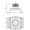 BAKERIT čtverec 1x50W GU10 ES50 IP65 Stropní, podhledové bodové bezrámečkové svítidlo, materiál kov, povrch bílá, pro žárovku 50W, GU10 ES50, 230V, IP65, tř.2, rozměry 90x90x146mm náhled 10