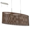 SENDERO VÝPRODEJ Závěsné svítidlo, základna kov, povrch nikl mat, stínítko dřevo hnědá s průzory, pro žárovku 2x60W, E27, A60, 230V, IP20, tř.2, rozměry 775x250mm, vč závěsu l=1300mm lze zkrátit náhled 1