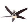 VESCA LED 20W + VENTILÁTOR VÝPRODEJ Stropní ventilátor s osvětlením, základna kov, povrch nikl mat, difuzor sklo opál, lopatky dřevo wenge, LED 20W, teplá 3100K, 1100lm, 230V, IP20, tř.1, rozměr náhled 1