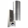 JORGA PIR senzor POHYBU LED 2x5W IP44 Nástěnné svítidlo, PIR senzor záběr 120°, dosah až 8m, čas 10s-10min, nastavit soumr 10-1000lx, těleso nerez, LED 2x5W, GU10 ES50, teplá 3000K, 2x420lm, 230V, IP44, 105x100x60mm, sv nahoru/dolů náhled 1