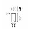 PIRS 2,5W IP67 Zemní svítidlo, těleso hliník, rámeček ocel česaná, sklo čiré, LED 1,3W, 80lm, teplá 3000K, 700mA, IP67, tř.3, rozměry d=40mm, h=62mm. náhled 2