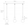SKIVEX III Závěsný kabel s objímkou, těleso plast, povrch černá, pro žárovku 3x60W, E27, 230V, IP20, tř.1, rozměry: základna šířka l=750mm, výška závěs kabelu h=1125mm, lze náhled 2