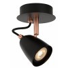 DIRE-LED 1x5W GU10 Stropní svítidlo, nastavitelný směr svícení, základna kov černá mat, těleso kov černá mat s měděnými detaily, LED 1x5W, GU10, teplá 3000K, 320lm, 230V, IP20, tř.1. rozměry 100x100x150mm, v náhled 1