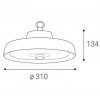 ASTER 100W-200W, IP65 Závěsné průmyslové svítidlo, těleso hliník, černá, dif plast, nast. LED 100W-200W, 16500lm-300000lm, neutr 4000K, Ra80, stmív 0-10V, vyzař. úhel 90°, IK10, 230V, IP65, rozměry d=310mm, h=134mm. náhled 3