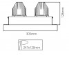NOWA rám IVSQ Podhledové bezrámečkové bodové svítidlo, do sádrokartonu, materiál kov, povrch bílá, pro LED modul 2x31W,  rozměry 305x178x128mm náhled 3