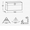 FALCAS 9,7W PIR TUYA Solar Nástěnné solární svítidlo, PIR, plast černá, LED 9,7W, 800lm, smart Tuya, Bluetooth, mob. tel. stmív, CCT nast. teplota teplá 2700K-denní 6500K, solár 1,5W, baterie 2200mAh, IP44, 180x91x79mm náhled 3