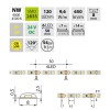 LED pásek, 120LED/m, 9,6W/m, 24V LED pásek IP54 LED pásek, těleso plast, povrch bílá, 120LED/m, 9,6W/m, 650lm/m, neutrální 4200K, vyzař úhel 120°, Ra90, 24V, IP54, w=8mm, l=5000mm, dělitelnost 50mm, cena za 1m náhled 3