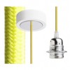 KERAS Závěsný kabel s objímkou, základna bílá/chrom, kabel textilní úplet limetkový, objímka chrom, pro žárovku 28W, E27, 230V, IP20, tř.1, d=800mm, l=1500mm, lze zkrátit, pouze závěs BEZ STÍNÍTKA náhled 1