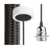 KERAS Závěsný kabel s objímkou, základna bílá/černá, kabel textilní úplet černý, objímka chrom, pro žárovku 28W, E27, 230V, IP20, tř.1, d=800mm, l=1500mm, lze zkrátit, pouze závěs BEZ STÍNÍTKA náhled 1
