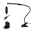 LOIR 5W CCT Stolní lampa s klipem, nastav směr svícení, husí krk, kov, černá, LED 5W, 500lm, přepín teplota CCT teplá 3000K, neutr 4000K, denní 6000K, stmívač, 230V, IP20, rozměry l=450mm. náhled 2