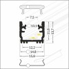 FALLO PROFIL DO PODLAHY, 15,8x13,7mm Podlahový pochozí LED profil pro LED pásky, materiál hliník, povrch elox šedostříbrný mat, max šířka LED pásků w=12mm, IK08 (5J), rozměry 15,8x13,7mm, l=2000mm náhled 4