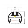 MACIE 17x20mm Kruhový profil pro LED pásky, materiál hliník, povrch černá,max šířka LED pásku w=12mm, rozměry d=20mm, délka l=2000mm náhled 6