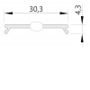 DCC9 30,3x4,3mm Difuzor k profilu pro LED pásky nacvakávací, materiál PMMA, povrch čirá, propustnost 93%, rozměry 30x4,3mm, l=3000mm náhled 3