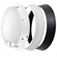 MINES 14W PIR senzor IP54 Přisazené venkovní svítidlo, PIR senzor pohybu, záběr 120°, dosah 10m, těleso plast bílá, rámeček bílá a černá, difuzor plast opál, LED 14W, 1000lm, teplá 3000K/neutrální 4000K, Ra80, 230V, IP54, rozměry d=215mm, h=80mm.