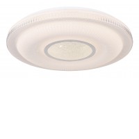 EVAT III 30W, CCT, Tuya Stropní svítidlo, těleso kov povrch bílá a chrom, dif plast opál s třpyt. efektem, LED 30W, 3700lm, Tuya CCT nastav. teplota teplá 3000K - denní 6500K, stmív, 230V, Ra80, IP20, rozměry d=500mm, h=88mm.