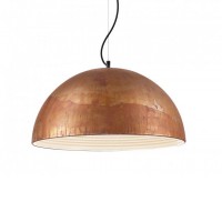 KRAUS, 1x60W E27 Závěsné svítidlo, základna a difuzor kov, povrch bílý matný lak vně/měděná, lesklý uvnitř/vlnitý bílý smalt, pro žárovku 1x60W, E27, 230V, IP20, tř.1, rozměry dle typu, včetně závěsného kabelu, lze zkrátit