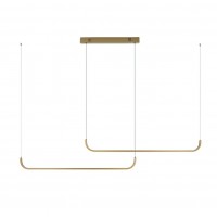 HL 53W Tuya-Z Závěsné svítidlo, kov, zlatá, dif plast opál, LED 53W, 3640lm, smart TUYA, Zigbee 3.0, dálk ovl. (souč.) nebo tel. CCT nast teplota teplá 3000K - denní 6000K, stmív., 230V, IP20, rozměry 1600x55mm, vč. záv. lank l=1500mm.
