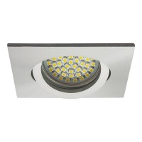 VALENT Q1 Podhledové stropní svítidlo bodové, čtvercové, výklopné +-30, materiál hliník, povrch hliník mat, žárovka 1x50W, Gx5,3 (GU5,3), MR-16, 12V, IP20, rozměry 82x82mm, h=26mm, symbol "F" montáž na hořlavý podklad max 35W