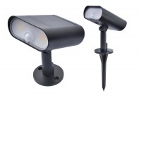 FACIO 7W, TUYA, PIR Bodové solární svítidlo, PIR senzor pohybu, plast černá  LED 7W, 500lm, smart Tuya, Bluetooth, mob. tel. stmívání, CCT nastav. teplá 2700K-denní 6500K, RGB, solární panel  0,8W, baterie 2200 mAh, IP44, 109x86x155mm