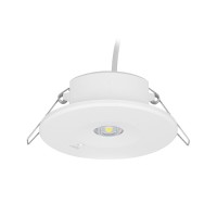 LUBEA 2W EM CORRIDOR/OPEN AREA Vestavné podhledové nouzové svítidlo, plast černá, charakteristika OPEN AREA nebo CORRIDOR, SE - pouze nouzové svícení, LED 2W, 160lm, denní 6000K, záloha 3h, 230V, zvýšené krytí IP54, tř.2, d=98mm, h=43mm.