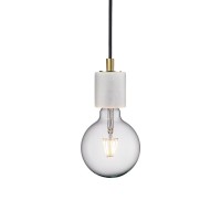 MARBLE 1X60W E27 Závěsné svítidlo, základna leštěný mramor bílá, zelená, černá s kovovými detaily, pro žárovku 1X60W, E27, 230V, IP20, tř.3, rozměry 60X100mm, vč. závěsného kabelu l=2700mm, lze zkrátit