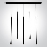 JOE HL 5x5W Závěsné bodové svítidlo, lustr, základna a těleso hliník, povrch černá, LED 5x5W, 1500lm, teplá 3000K, Ra90, 230V, IP20, tř.2, rozměry 1000x70mm, vč. závěsného kabelu l=2200mm, lze zkrátit