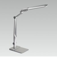 ARMENT LED 10W, CCT Stolní lampa, ramena, nastav směr svícení, těleso plast stříbrná a bílá, LED 10W, 470lm, přepín teplota CCT teplá 3000K, neutrální 4500K, denní 6300K, stmív, 230V, IP20, tř.3, 500x562mm.