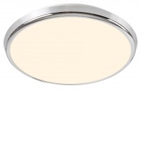 ORELA, 18W, CCT, RGB, IP44 Stropní svítidlo, základna kov, povrch chrom, difuzor plast opál, LED 18W, dálk. ovl. (součástí) nast teplota CCT teplá 3000K - denní 6500K, 1600lm, stmív,RGB, 230V, do koupelny IP44, tř.2, d=300mm, h=45mm