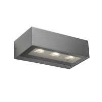 STANKA WL 15,5W IP54 Nástěnné venkovní svítidlo, těleso hliník, povrch tmavě šedá, krycí sklo čiré, LED 15,5W, 975lm, teplá 3000K, vyzař. úhel 40°x60°, Ra80, 230V, IP54, tř.1, rozměry 205x60x111mm, svítí dolů.