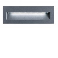 DRAGOR, LED 6W, IP54 Vestavné svítidlo do stěny, těleso kov, povrch tmavě šedá/bílá mat, kryt sklo, LED 6W, 415lm, teplá 3000K, Ra80, 230V, IP54, rozměry 226x76x53,5mm, vč montážního boxu do stěny, svítí dolů