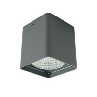 GRINDSTED SQ 19W TRIAC Stropní bodové venkovní svítidlo, těleso hliník, povrch bílá mat/tm. šedá, krycí sklo čiré, LED 19W, teplá 3000K/1430lm, neutrální 4000K/1502lm, stmív. TRIAC, vyzař. úhel 40°, Ra80, 230V, IP65, tř.1, rozměry 95x107x95mm.