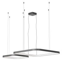 LEVERI HL SQ 98W DALI/TRIAC CCT Závěsné svítidlo, hliník, bílá/černá/stříbrno-kávová/kouřový nikl, LED 96W, 5686lm-5932lm, přepín. CCT teplá 2700K-neutr 4000K, stmív. DALI/TRIAC dle typu, Ra90, 230V, IP20, tř.1, 500x500mm+750x750mm, vč závěs lanka l=3000mm