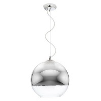 BAMBIARA 350 1X25W E27 Závěsné svítidlo, základna kov, povrch chrom lesk zrcadlový, difuzor sklo, povrch kombinace chrom les, okraj čirá, pro žárovku 1x60W, E27, 230V, IP20, d=350mm, lankový závěs l=1350mm lze zkrátit