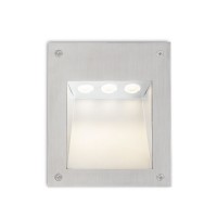 DUMB LED 3W IP65 Vestavné svítidlo do stěny, těleso hliník, rámeček nerez, difuzor sklo čiré, LED 3W, teplá 3000K, 330lm/cca 18W žár, 230V, IP65, tř.1, 195x165x65mm, vč montážního boxu, svítí dolů
