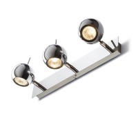 CRUMSE LED 3X8W GU10 Nástěnné svítidlo, těleso kov, povrch chrom, pro LED žárovku 3x8W, GU10, ES50 230V, IP20, tř.1, rozměry základna 380x60mm, koule d=75mm