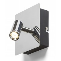RENBA WALL LED 2X3W Nástěnné svítidlo, nastavitelný směr svícení, těleso kov, povrch lak černá mat a chrom lesk, krycí sklo čiré, LED 2x3W, teplá 3000K, 300lm, Ra80, 230V, IP20, tř.2. rozměry 120x120x120mm