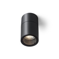 DROLSH PL Venkovní stropní svítidlo, těleso plast, povrch černá, pro žárovku 1x8W, GU10, 230V, IP44, rozměry d=60mm, h=103mm.