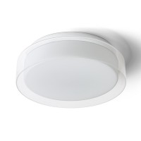 EISEN LED Stropní přisazené svítidlo, základna kov, povrch chrom, difuzor sklo opál, stínítko sklo čiré, LED 12W, teplá 3000K, 900lm, Ra80, 230V, do koupelny IP44, rozměry d=300mm, h=94mm.