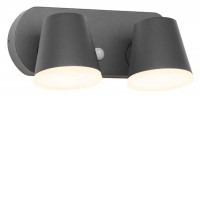 BULL II 20W, IP54, PIR Nástěnné venkovní svítidlo, nastav. směr svícení, PIR senzor pohybu, záběr 100°, dosah 2-7m, těleso hliník, povrch černá antracit, dif plast opál, LED 20W, teplá 3000K, 1300lm, 230V, IP54, tř.1, rozměry 252x115x169mm.