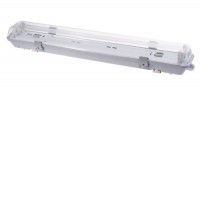 FORFEX 2x120 G13, IP65 Průmyslové svítidlo prachotěsné, těleso plast bílá, kryt plast čirý, pro 2x LED zářivku T8/G13,  l=1200mm, 230V, IP65, rozměry 1265x105x85mm, LED trubice SAMOSTATNĚ, jednostranné zapojení