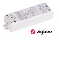 SMART Tuya ZigBee stmívač Přijímač pro ovládání LED pásků, TUYA Zigbee 3.0, 5CH, RGBW+CCT nastavení teploty světla, stmívání, zap/vyp, 5x3A, 12-36V, 12V/180W, 24V/360W, IP20, rozměry 114x38x20mm