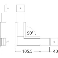 NUPHAR 07 SPOJKA 90 HORIZONTÁLNÍ Spojovací komponent profilu, horizontální, 90°, materiál hliník+polykarbonát PC, povrch bílá/elox/černá, rozměry 105,5x40mm