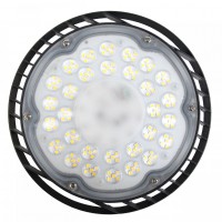 UFOLIGHT 105W, IP65 Závěsné průmyslové svítidlo, těleso kov, povrch černá, krycí plast čirý, LED 105W, 11550lm, neutrální 4000K, vyzař. úhel 70°, Ra80, 230V, IP65, IK06, rozměry d=218, h=80mm