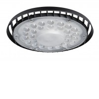 UFOLIGHT 105W, IP65 Závěsné průmyslové svítidlo, těleso kov, povrch černá, krycí plast čirý, LED 105W, 11550lm, neutrální 4000K, vyzař. úhel 70°, Ra80, 230V, IP65, IK06, rozměry d=218, h=80mm