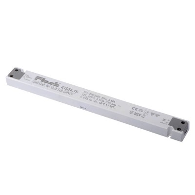 LED zdroj 24V 60W/75W Napájecí zdroj LED, napěťový, materiál polykarbonát, povrch bílá, vstup 230V, výstup: 24V, 3,12A, 75W, IP20, tř.2, rozměry 17x30x305mm