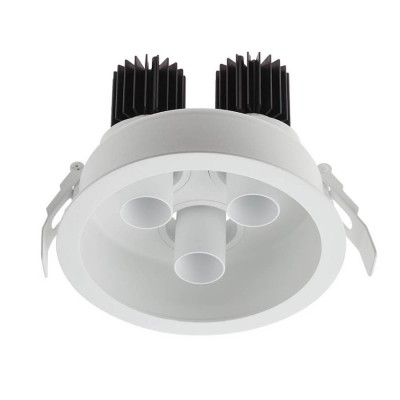 DELENO LED 3X9W klip Vestavné, trojbodové svítidlo, nastav směr sv, materiál hliník bílá, krycí plast transp, LED 3x9W, 1950lm, teplá 3000K, UGR<10, Ra90, 230V, IP20, tř.2, d=150mm, h=113mm, vč trafa