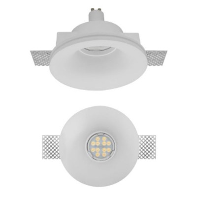 BOLETO 1x35W GU10 KRUH Stropní, podhledové, bezrámečkové, bodové svítidlo, materiál sádra, povrch bílá, pro žárovku 1x35W, GU10, ES50, 230V, IP20, tř.1, rozměry d=130mm, h=105mm