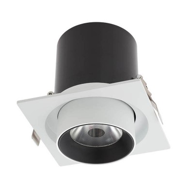 JELOPA LED Vestavné, bodové, komínkové svítidlo, výklopné +-90°, materiál hliník, povrch bílá, LED 25W, 3200lm, teplá 3000K, UGR<10, vyzař. úhel 38°, Ra90, 230V, IP20, tř.2, 130x130x110mm, vč trafa