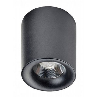 WATERLOO 10W Stropní přisazené bodové svítidlo, materiál hliník, povrch černá, LED 10W, 850lm, teplá 3000K, 230V, IP20, Ra90, rozměry d=80mm, h=82mm.
