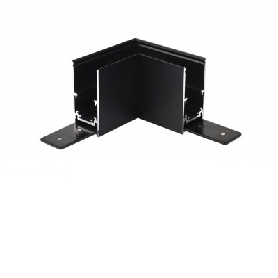 AYLO CTH90 48V Rohová L spojka 90°, horizontální odbočení, přisazeného magnetického systému, pro kolejnice velikosti 52mm, materiál hliník, povrch černá, 48V, výška 27mm.